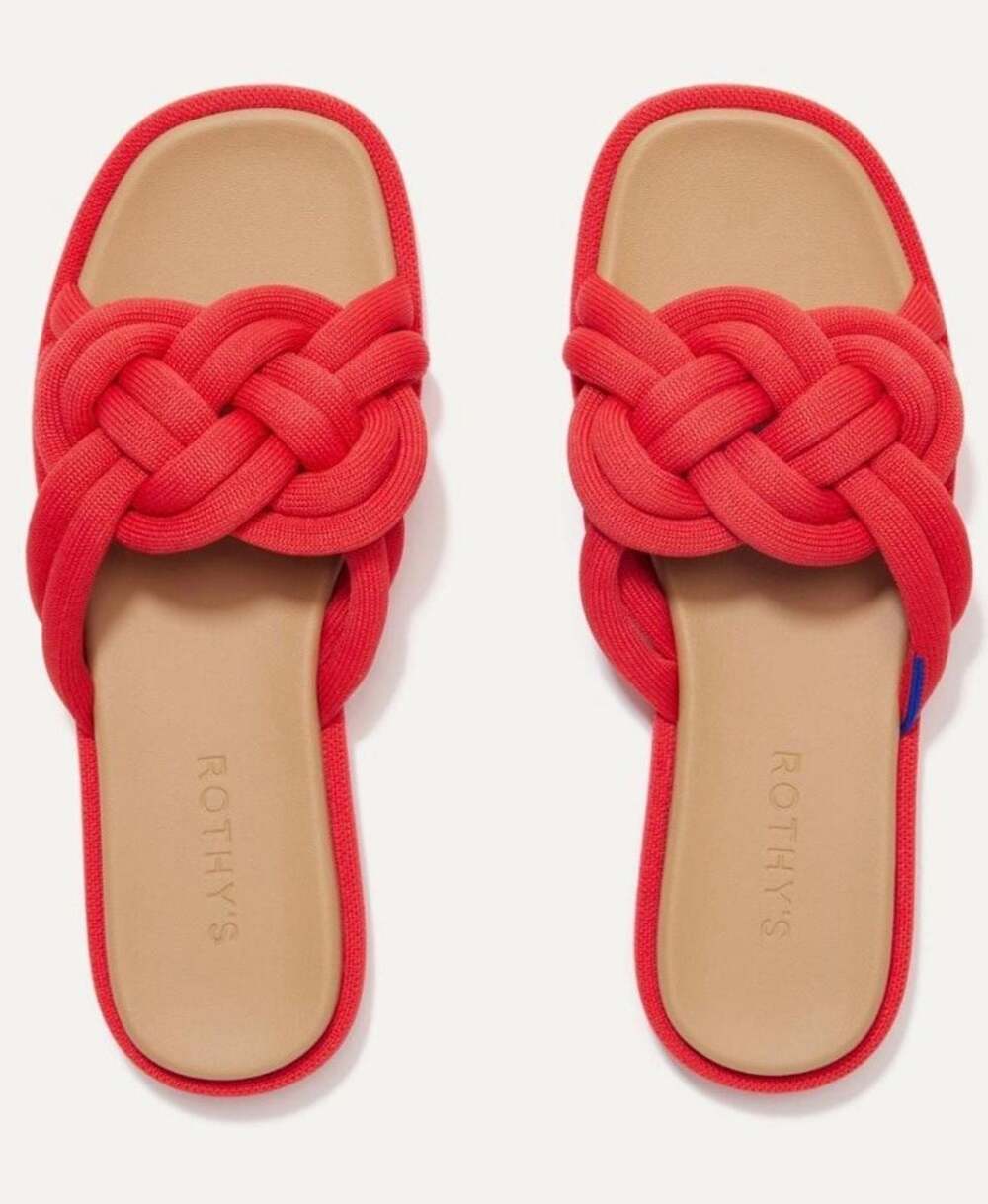 Rothy's The Summer Sandal Braided Slide Slip-On Shoes Red Hot 11